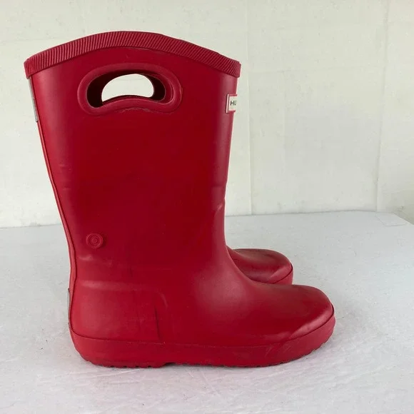 Hunter for Target Rain Boots Boys Girls Sz 3 Red Pull On Tall Waterproof - Picture 3 of 6